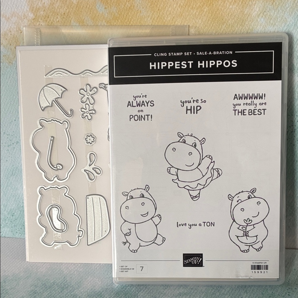New Stampin' Up! Hippest Hippos Cling Stamp Set & Thinlit Dies Bundle; BNIB